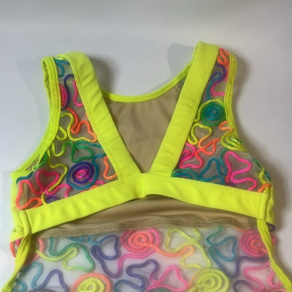 Kandi Kouture XL leotard neon yellow cotton candy dance wear costume 10 12 girls - Picture 11 of 16